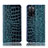 Leather Case Stands Flip Cover Holder H08P for Oppo A53s 5G Blue