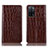 Leather Case Stands Flip Cover Holder H08P for Oppo A53s 5G Brown