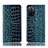 Leather Case Stands Flip Cover Holder H08P for Oppo A55S 5G Blue
