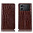 Leather Case Stands Flip Cover Holder H08P for Oppo K10 5G Brown