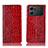 Leather Case Stands Flip Cover Holder H08P for Oppo K10 5G Red