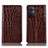 Leather Case Stands Flip Cover Holder H08P for Oppo Reno7 Lite 5G Brown