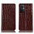 Leather Case Stands Flip Cover Holder H08P for Oppo Reno8 Lite 5G Brown