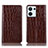 Leather Case Stands Flip Cover Holder H08P for Oppo Reno9 5G Brown