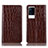 Leather Case Stands Flip Cover Holder H08P for Vivo iQOO 8 5G Brown
