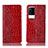 Leather Case Stands Flip Cover Holder H08P for Vivo iQOO 8 5G Red