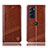 Leather Case Stands Flip Cover Holder H09P for Motorola Moto Edge 30 Pro 5G Light Brown