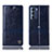Leather Case Stands Flip Cover Holder H09P for Motorola Moto G200 5G Blue