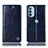 Leather Case Stands Flip Cover Holder H09P for Motorola Moto G31 Blue