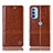 Leather Case Stands Flip Cover Holder H09P for Motorola Moto G31 Light Brown