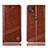 Leather Case Stands Flip Cover Holder H09P for Motorola Moto G50 5G Light Brown