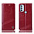 Leather Case Stands Flip Cover Holder H09P for Motorola Moto G71 5G Red