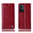 Leather Case Stands Flip Cover Holder H09P for OnePlus Nord N20 5G Red
