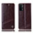 Leather Case Stands Flip Cover Holder H09P for OnePlus Nord N200 5G Brown