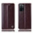 Leather Case Stands Flip Cover Holder H09P for Oppo A53s 5G Brown