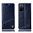 Leather Case Stands Flip Cover Holder H09P for Oppo A55S 5G Blue