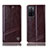 Leather Case Stands Flip Cover Holder H09P for Oppo A55S 5G Brown