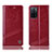 Leather Case Stands Flip Cover Holder H09P for Oppo A55S 5G Red