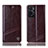 Leather Case Stands Flip Cover Holder H09P for Oppo A76 Brown