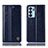 Leather Case Stands Flip Cover Holder H09P for Oppo Reno6 5G Blue