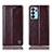 Leather Case Stands Flip Cover Holder H09P for Oppo Reno6 5G Brown