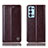 Leather Case Stands Flip Cover Holder H09P for Oppo Reno6 Pro 5G Brown
