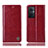 Leather Case Stands Flip Cover Holder H09P for Oppo Reno7 Lite 5G Red