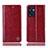 Leather Case Stands Flip Cover Holder H09P for Oppo Reno7 SE 5G Red