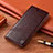 Leather Case Stands Flip Cover Holder H09P for Samsung Galaxy S23 5G Brown