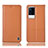 Leather Case Stands Flip Cover Holder H09P for Vivo iQOO 8 Pro 5G Orange