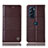 Leather Case Stands Flip Cover Holder H10P for Motorola Moto Edge Plus (2022) 5G Brown