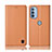 Leather Case Stands Flip Cover Holder H10P for Motorola Moto G31 Orange