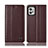 Leather Case Stands Flip Cover Holder H10P for Motorola Moto G32 Brown