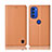 Leather Case Stands Flip Cover Holder H10P for Motorola Moto G51 5G Orange