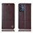 Leather Case Stands Flip Cover Holder H10P for Oppo K9S 5G Brown