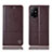 Leather Case Stands Flip Cover Holder H10P for Oppo Reno5 Z 5G Brown