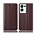 Leather Case Stands Flip Cover Holder H10P for Oppo Reno9 Pro+ Plus 5G Brown
