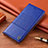 Leather Case Stands Flip Cover Holder H10P for Samsung Galaxy S21 5G Blue