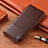 Leather Case Stands Flip Cover Holder H10P for Samsung Galaxy S21 5G Brown