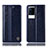 Leather Case Stands Flip Cover Holder H10P for Vivo iQOO 8 5G Blue
