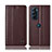 Leather Case Stands Flip Cover Holder H11P for Motorola Moto Edge Plus (2022) 5G Brown