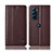 Leather Case Stands Flip Cover Holder H11P for Motorola Moto Edge X30 5G Brown