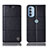 Leather Case Stands Flip Cover Holder H11P for Motorola Moto G31 Black