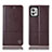 Leather Case Stands Flip Cover Holder H11P for Motorola Moto G32 Brown