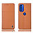 Leather Case Stands Flip Cover Holder H11P for Motorola Moto G51 5G Orange