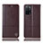 Leather Case Stands Flip Cover Holder H11P for Oppo A53s 5G Brown