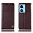 Leather Case Stands Flip Cover Holder H11P for Oppo A58 5G Brown