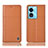 Leather Case Stands Flip Cover Holder H11P for Oppo A58x 5G Orange