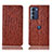 Leather Case Stands Flip Cover Holder H15P for Motorola Moto Edge S30 5G Brown