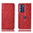 Leather Case Stands Flip Cover Holder H15P for Motorola Moto G200 5G Red